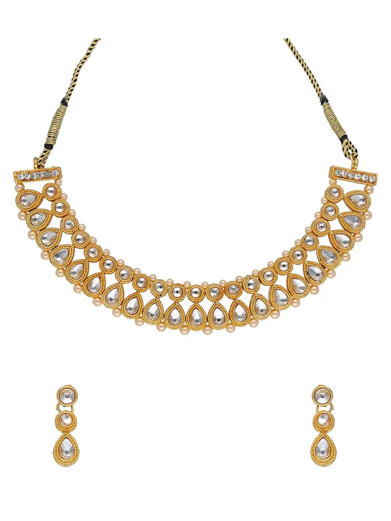 Traditional Necklace Set in Gold finish - 7418