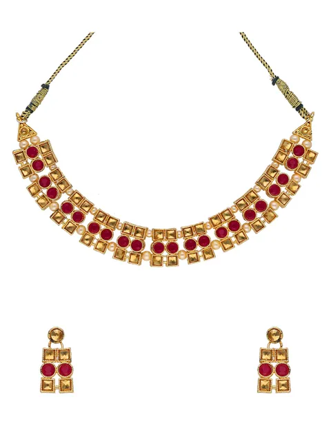 Traditional Necklace Set in Gold finish - 7429