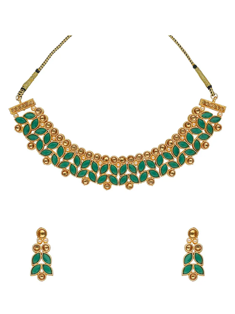 Traditional Necklace Set in Gold finish - 7421