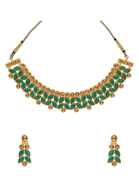 Traditional Necklace Set in Gold finish - 7421