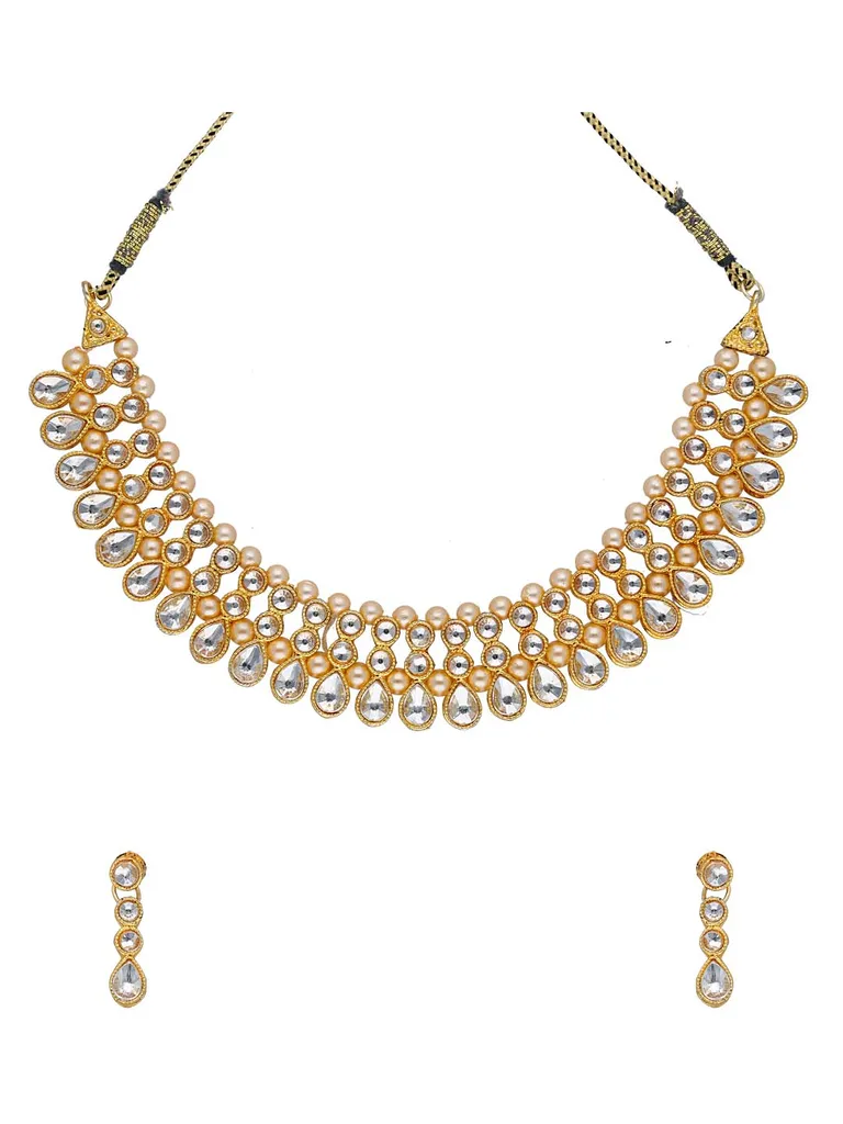 Traditional Necklace Set in Gold finish - 7424