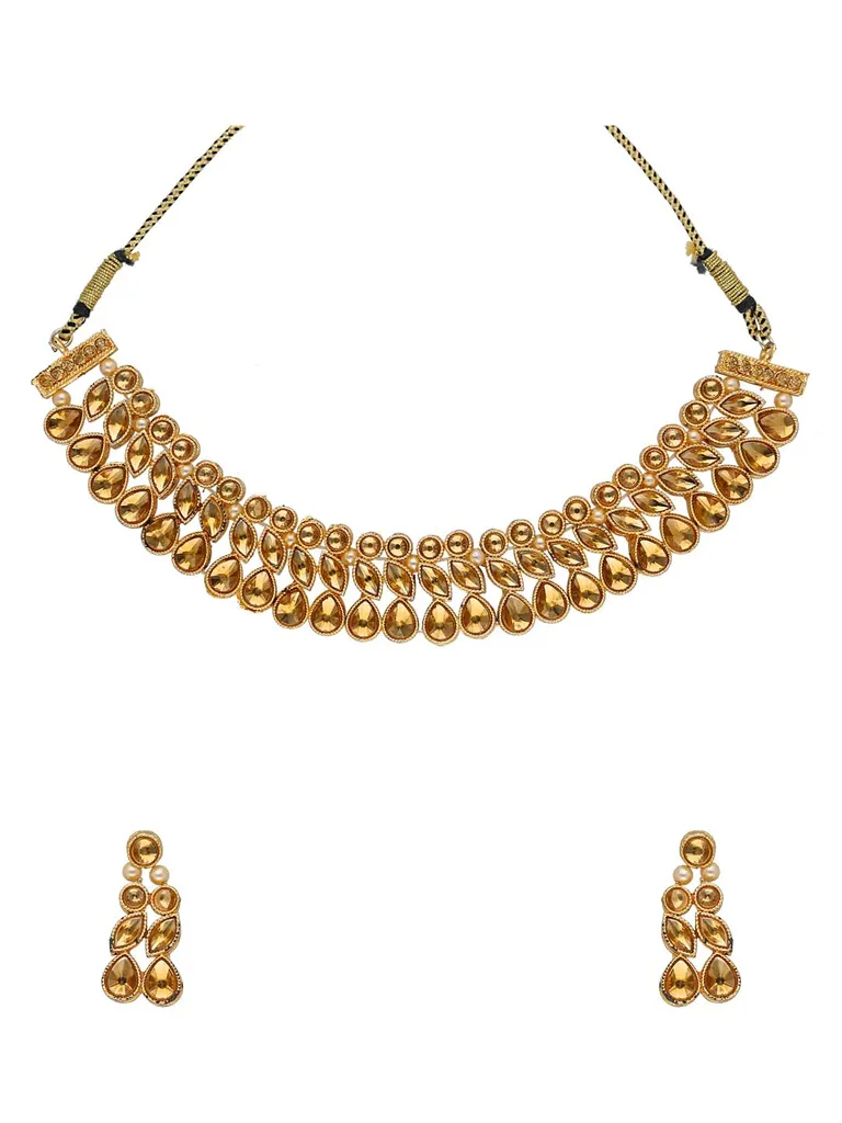 Traditional Necklace Set in Gold finish - 7423