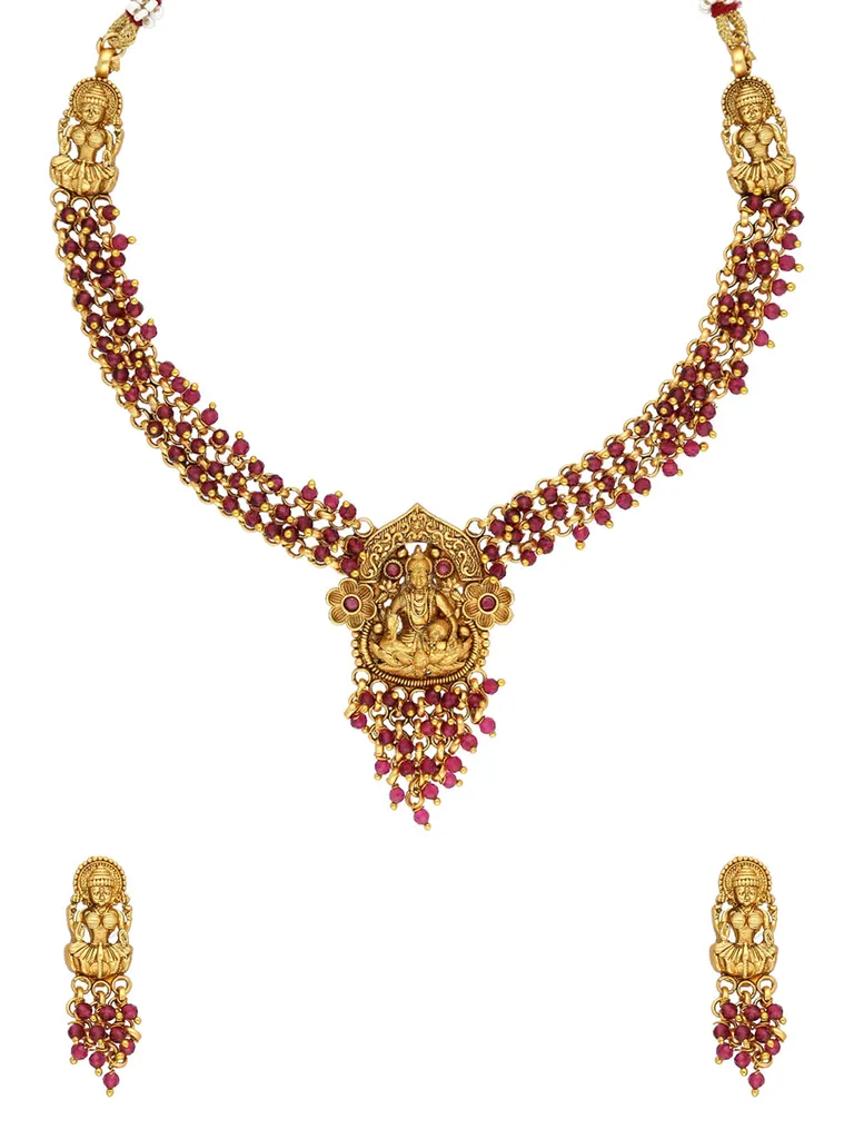Temple Necklace Set in Rajwadi finish - A3079