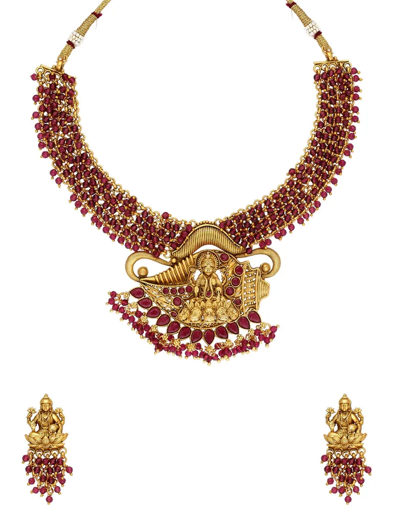 Temple Necklace Set in Rajwadi finish - A3081
