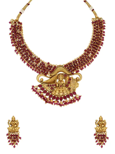 Temple Necklace Set in Rajwadi finish - A3081
