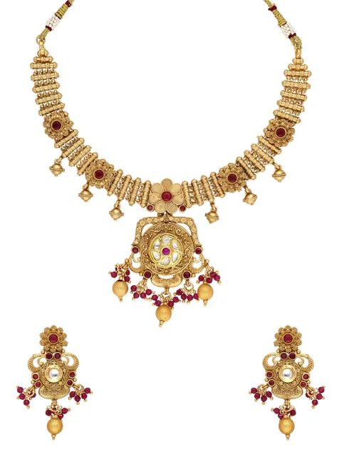 Antique Necklace Set in Rajwadi finish - A3210