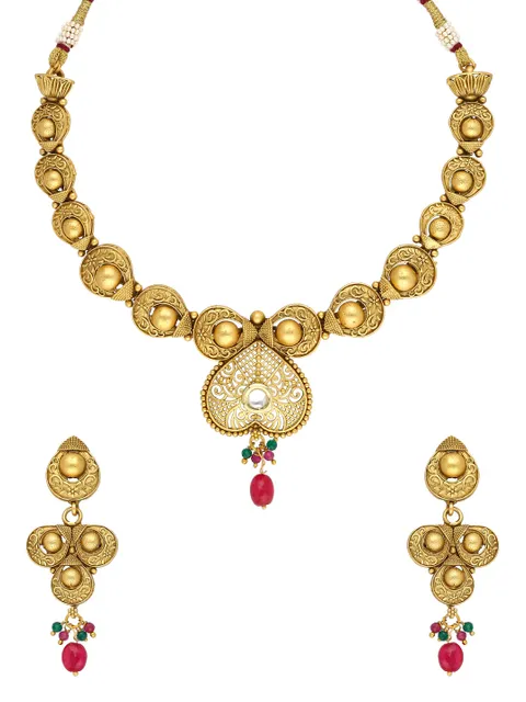 Antique Necklace Set in Rajwadi finish - A3096