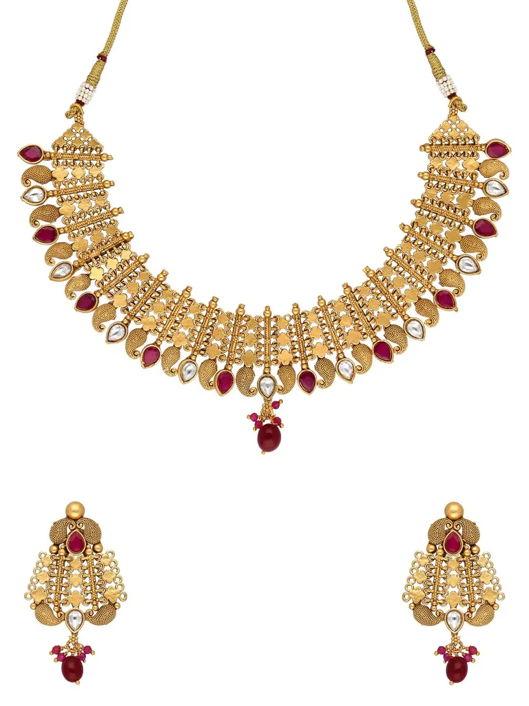 Antique Necklace Set in Rajwadi finish - A3159