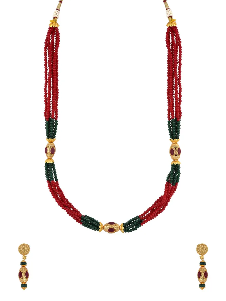 Traditional Long Necklace Set in Gold finish - A3160