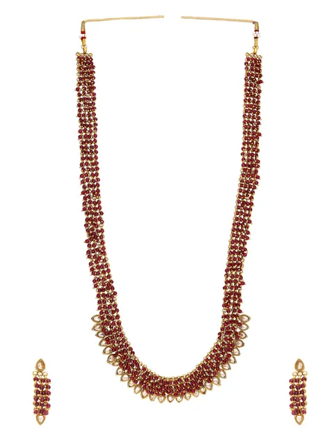 Antique Long Necklace Set in Gold finish - A2733