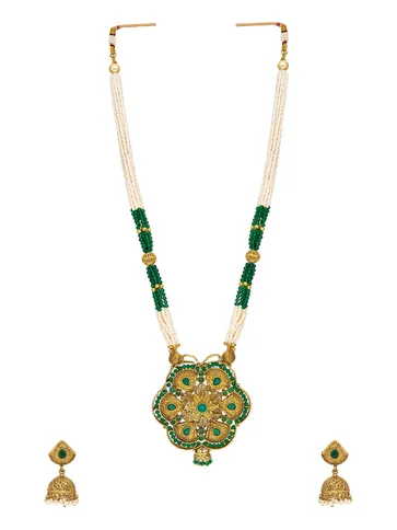 Antique Long Necklace Set in Gold finish - A2745