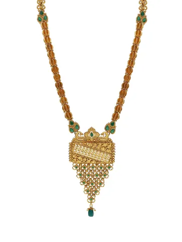 Antique Long Necklace Set in Gold finish - A3016