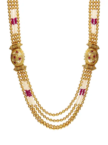 Antique Long Necklace Set in Gold finish - A3156