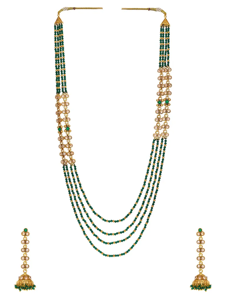 Reverse AD Long Necklace Set in Gold finish - A2891
