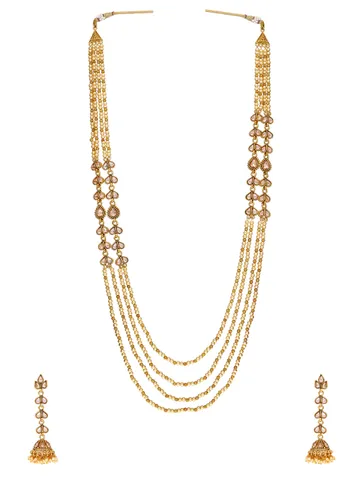 Reverse AD Long Necklace Set in Gold finish - A2911