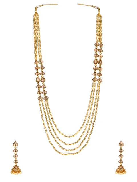 Reverse AD Long Necklace Set in Gold finish - A2911