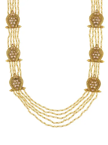Antique Long Necklace Set in Gold finish - A2820