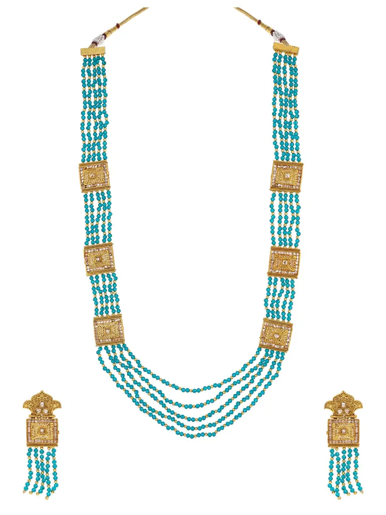 Antique Long Necklace Set in Gold finish - A2728