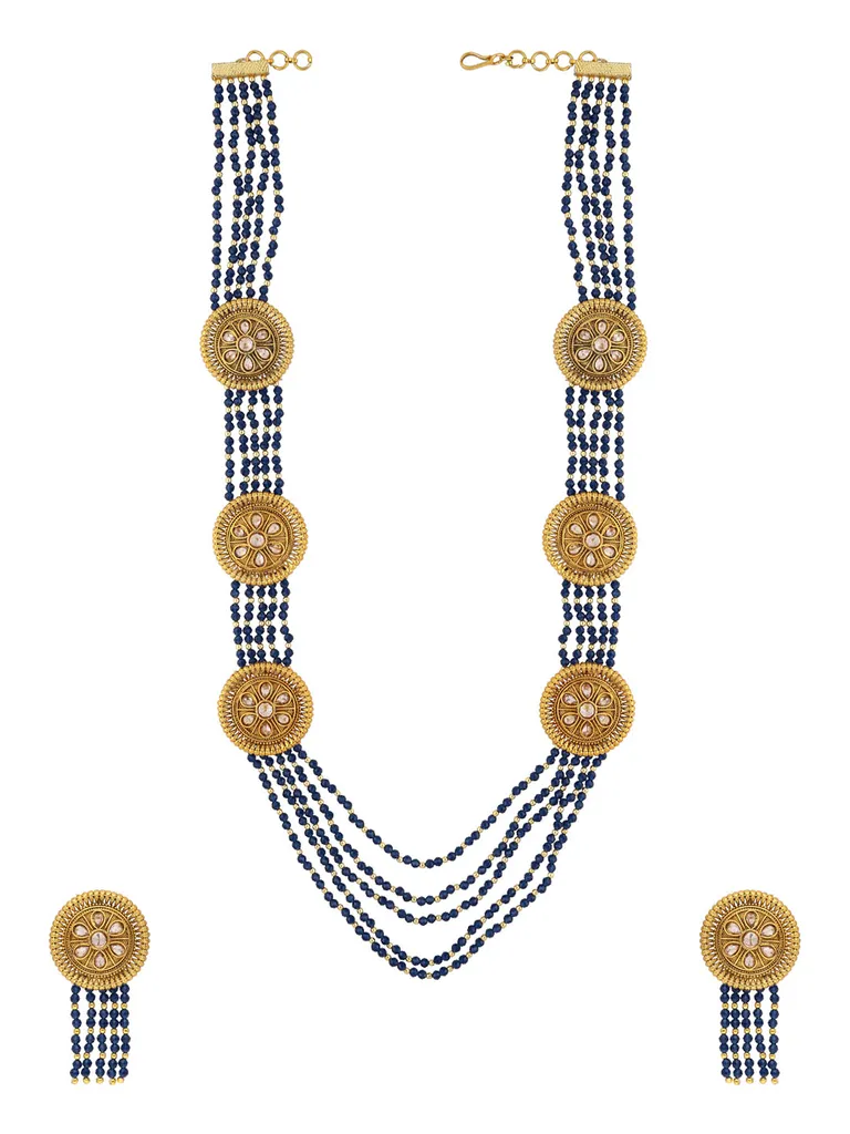 Antique Long Necklace Set in Gold finish - A2729
