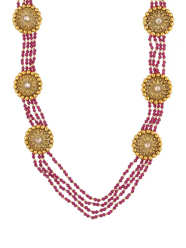 Antique Long Necklace Set in Gold finish - A2726