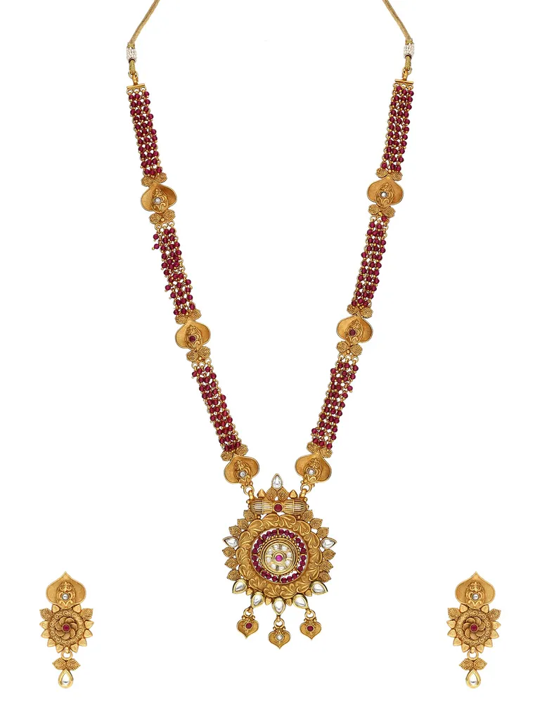 Antique Long Necklace Set in Rajwadi finish - A3168