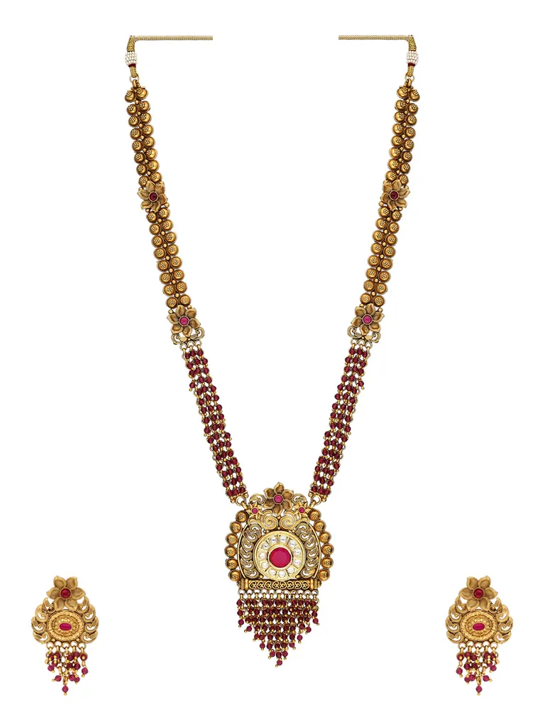 Antique Long Necklace Set in Rajwadi finish - A2962