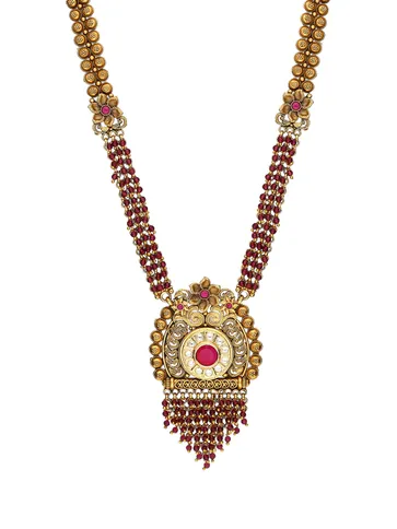 Antique Long Necklace Set in Rajwadi finish - A2962