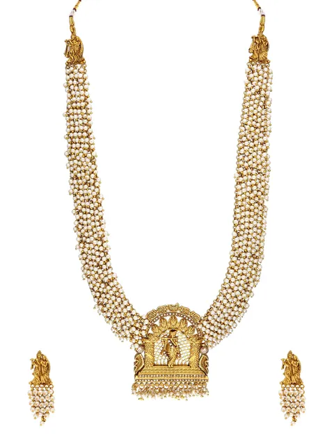 Temple Long Necklace Set in Rajwadi finish - A2889