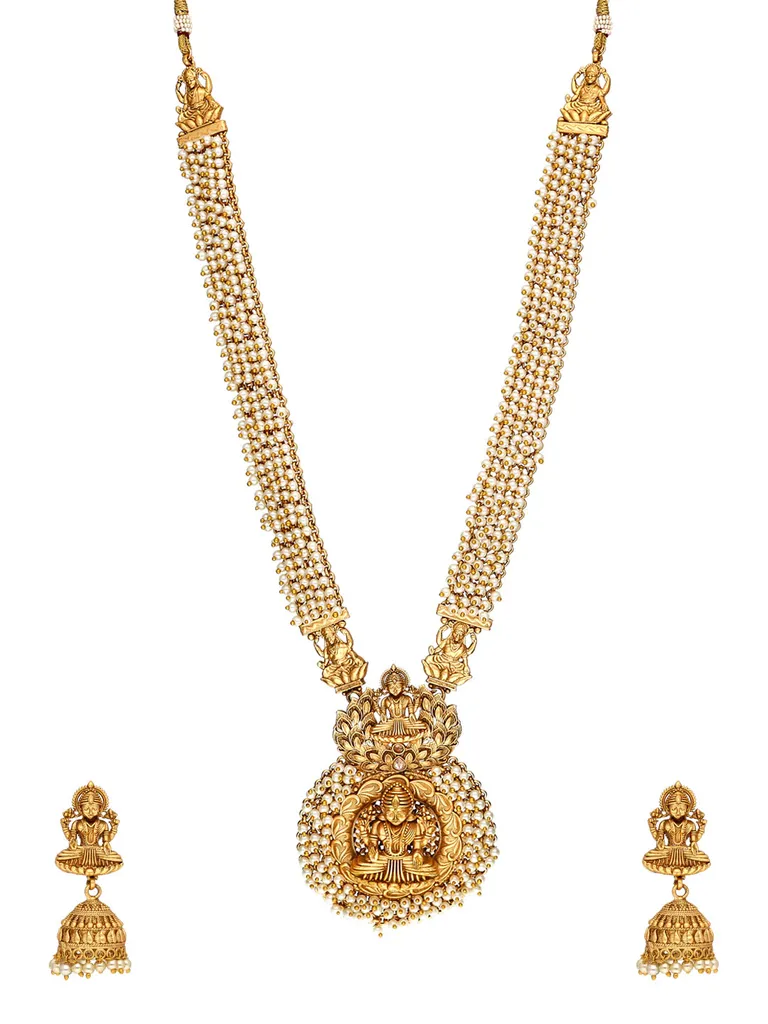 Temple Long Necklace Set in Rajwadi finish - A3182