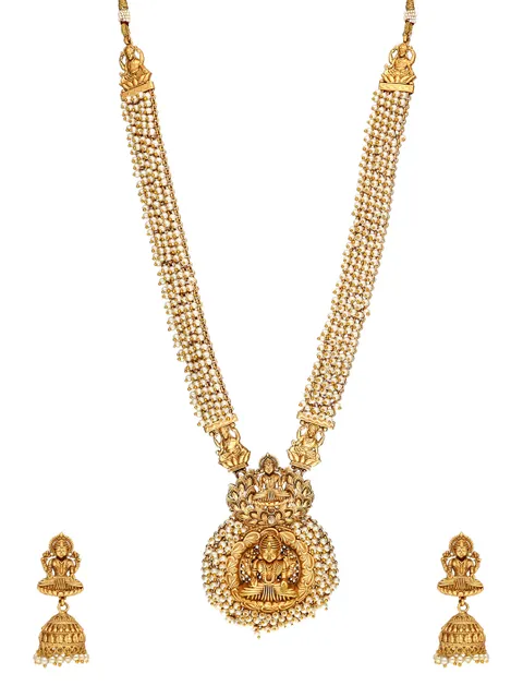 Temple Long Necklace Set in Rajwadi finish - A3182