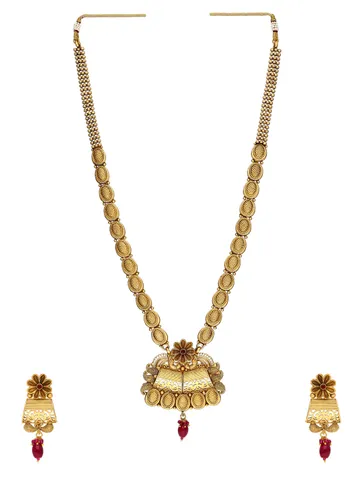 Antique Long Necklace Set in Rajwadi finish - A3131