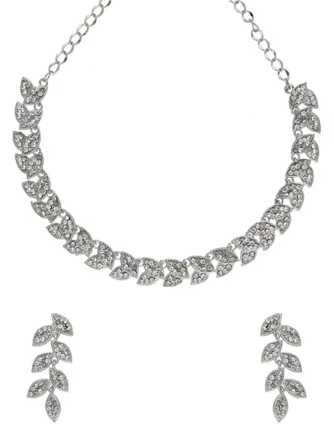 Stone Necklace Set in Rhodium finish - NS103360