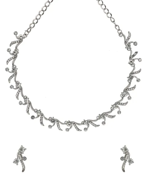 Stone Necklace Set in Rhodium finish - NS103404