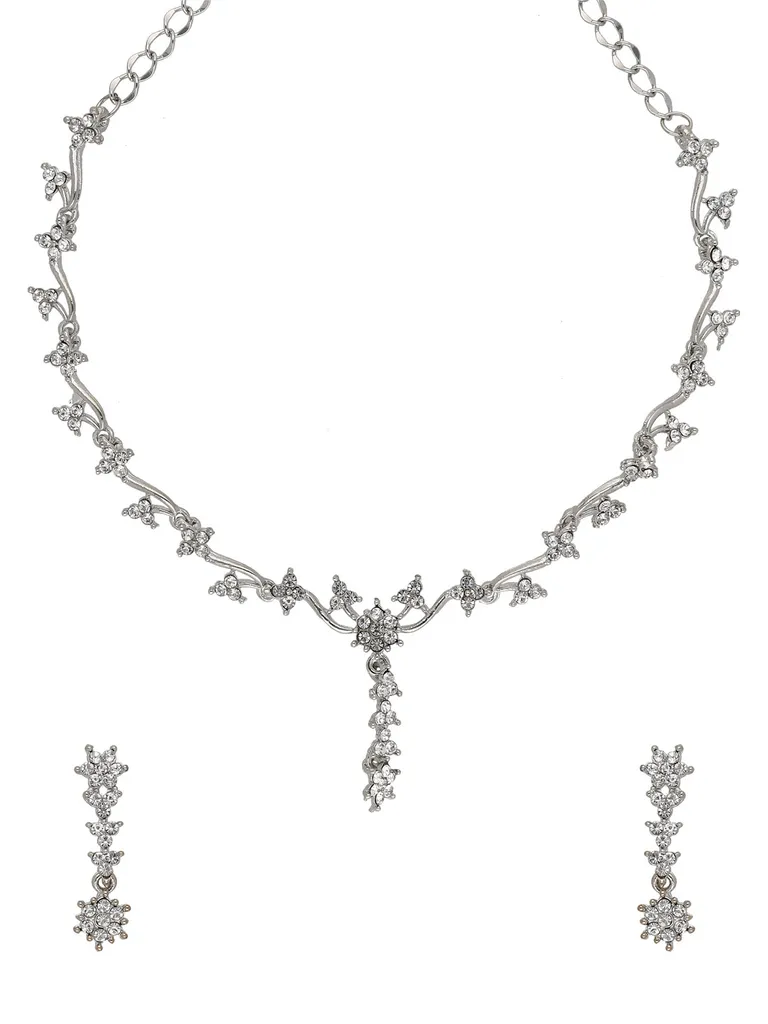 Stone Necklace Set in Rhodium finish - NS103402