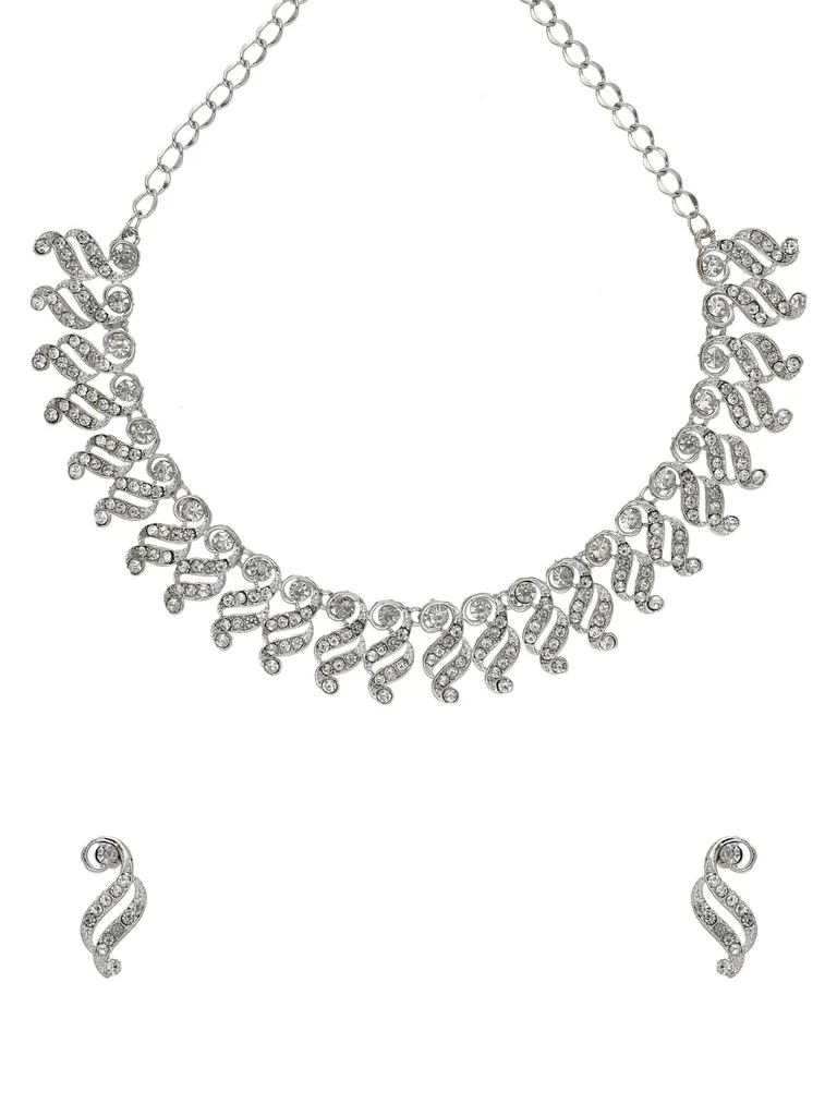Stone Necklace Set in Rhodium finish - NS103365