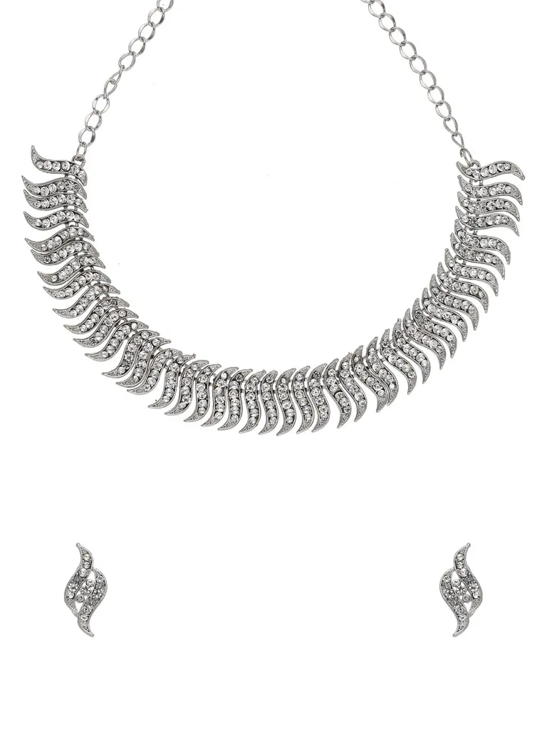 Stone Necklace Set in Rhodium finish - NS103354