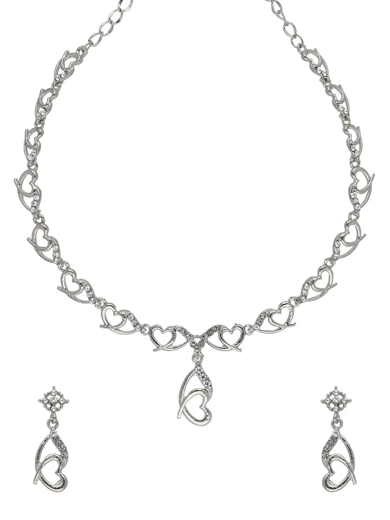 Stone Necklace Set in Rhodium finish - NS103417