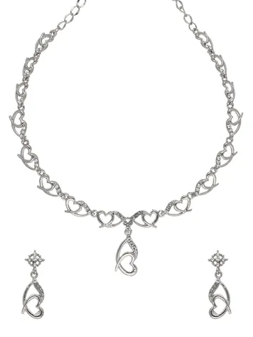 Stone Necklace Set in Rhodium finish - NS103417