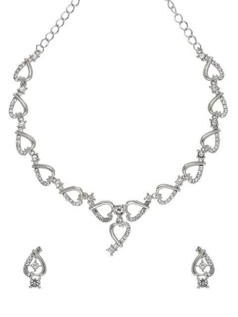 Stone Necklace Set in Rhodium finish - NS103443