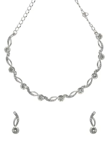 Stone Necklace Set in Rhodium finish - NS103425