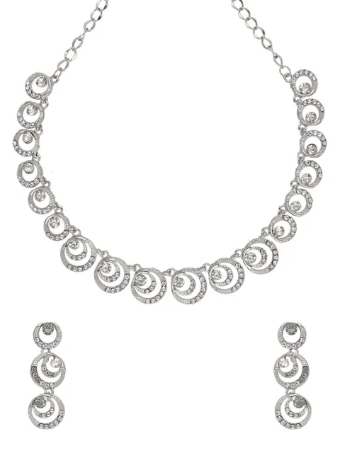 Stone Necklace Set in Rhodium finish - NS103373