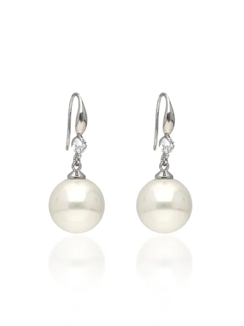 Pearls Dangler Earrings in Rhodium finish - CNB26736