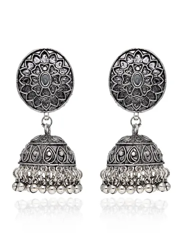 Jhumka Earrings in Oxidised Silver finish - JE524