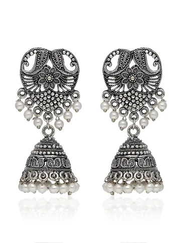 Jhumka Earrings in Oxidised Silver finish - JEA013