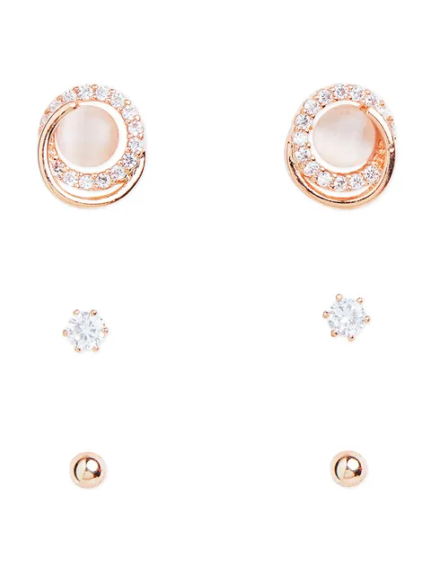 AD / CZ Tops / Studs in Rose Gold finish - CNB29748