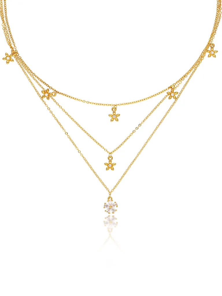 AD / CZ Necklace Set in Gold finish - CNB29757