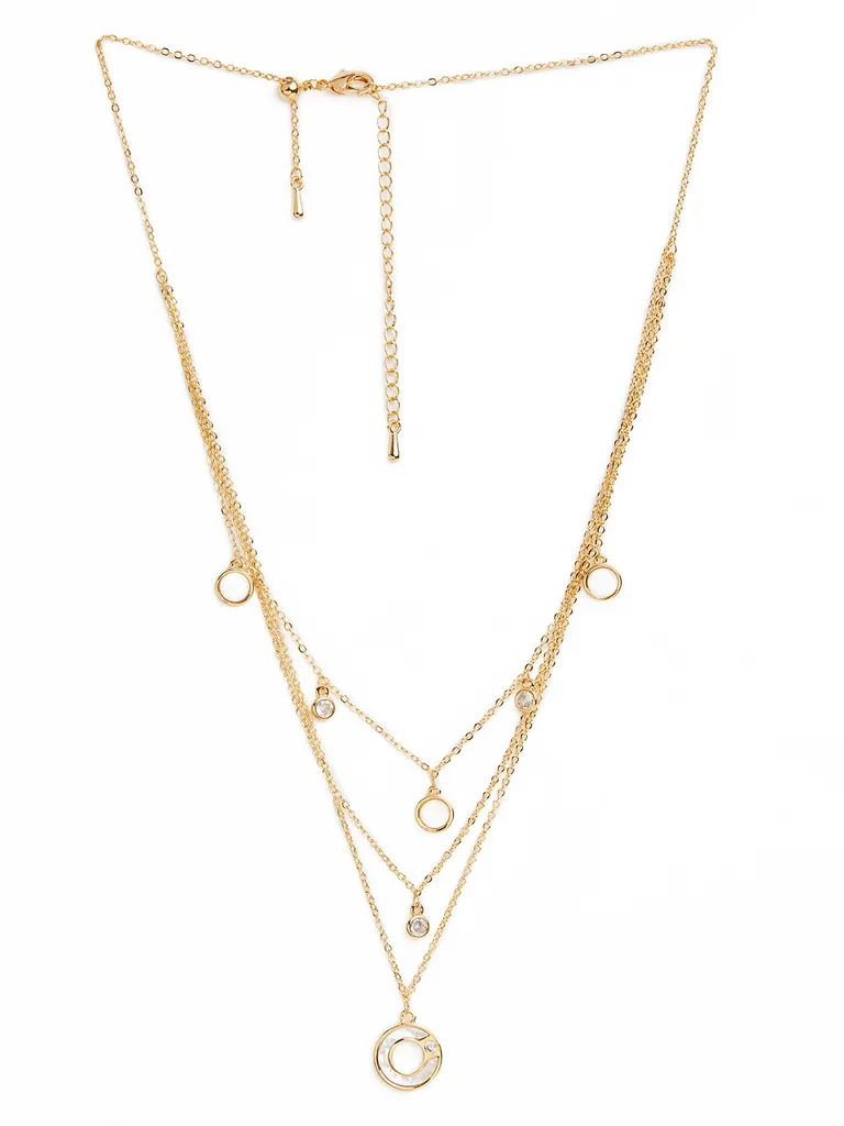 AD / CZ Necklace Set in Gold finish - CNB29758