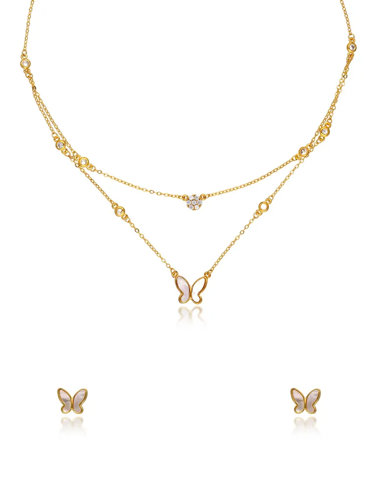 AD / CZ Necklace Set in Gold finish - CNB29759