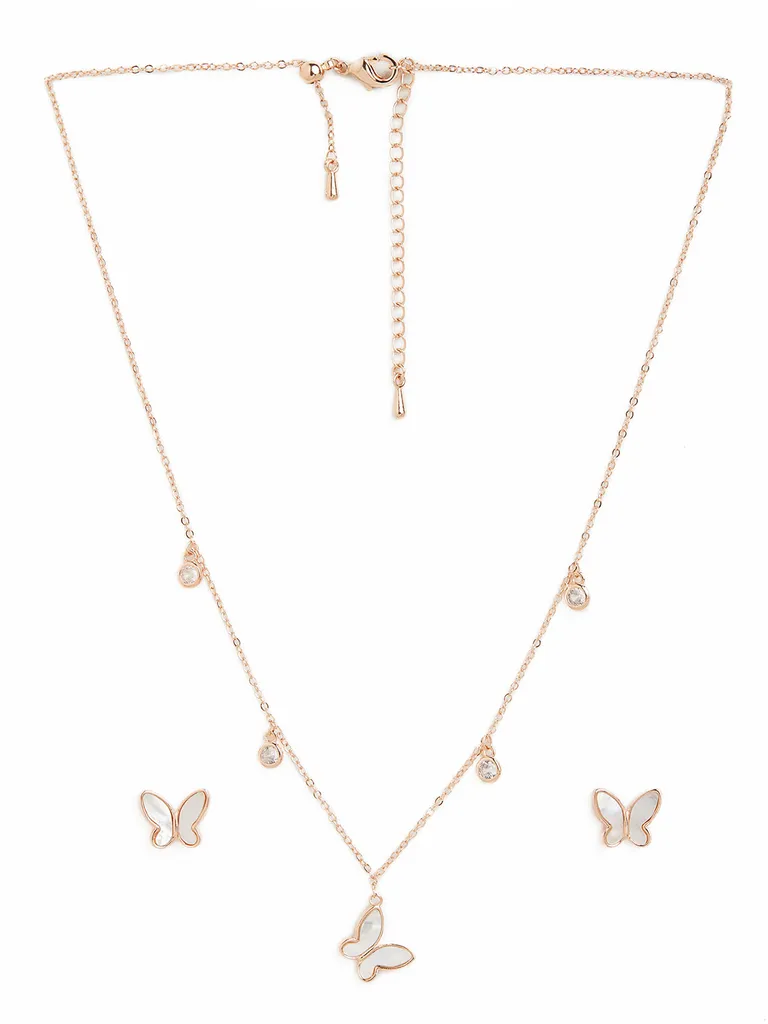 AD / CZ Necklace Set in Rose Gold finish - CNB29763