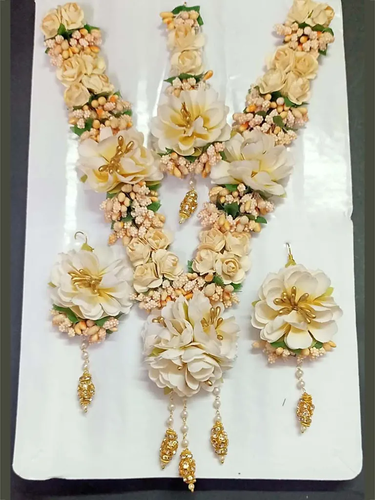 Floral Long Necklace Set in Gold finish - KYR130